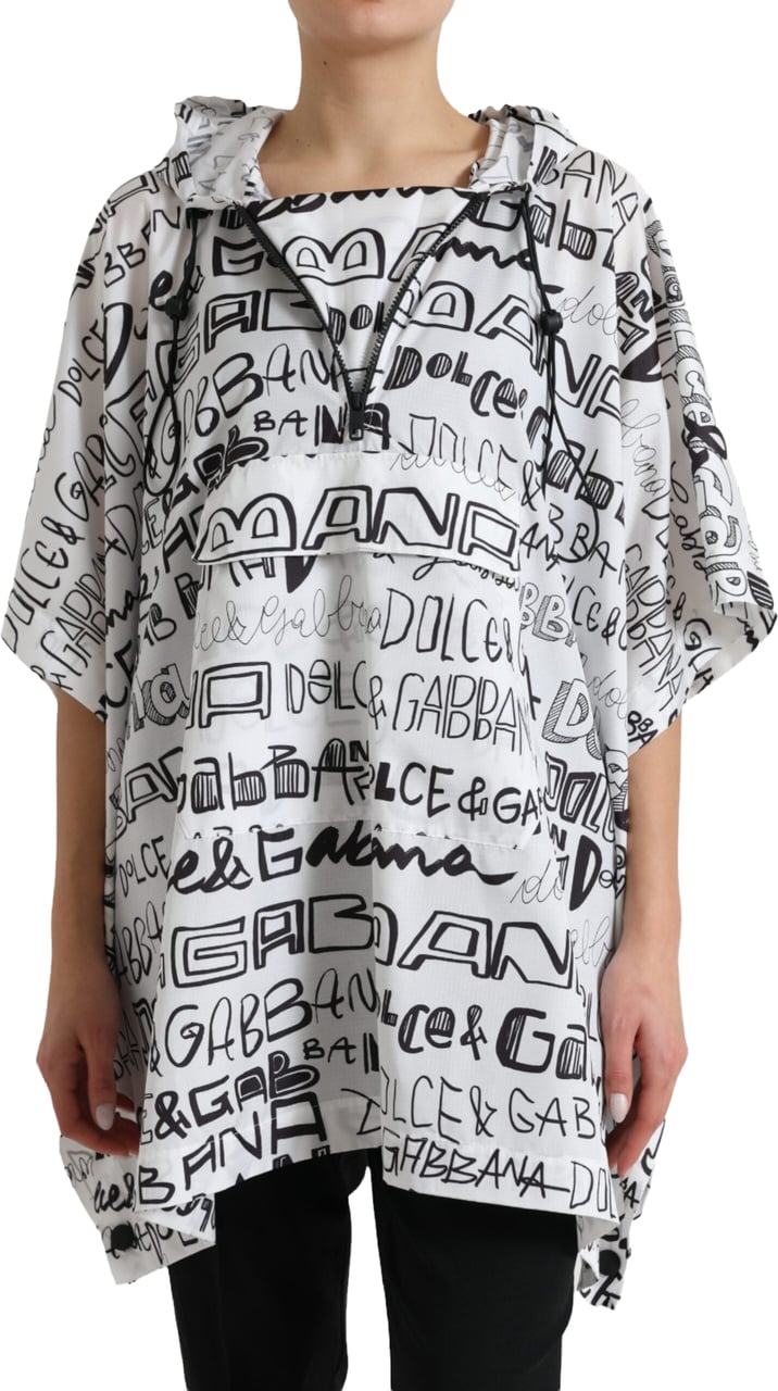 Dolce & Gabbana White Logo Print Hooded Blouson T-shirt Top Divers