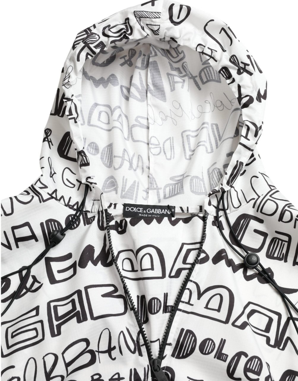Dolce & Gabbana White Logo Print Hooded Blouson T-shirt Top Divers