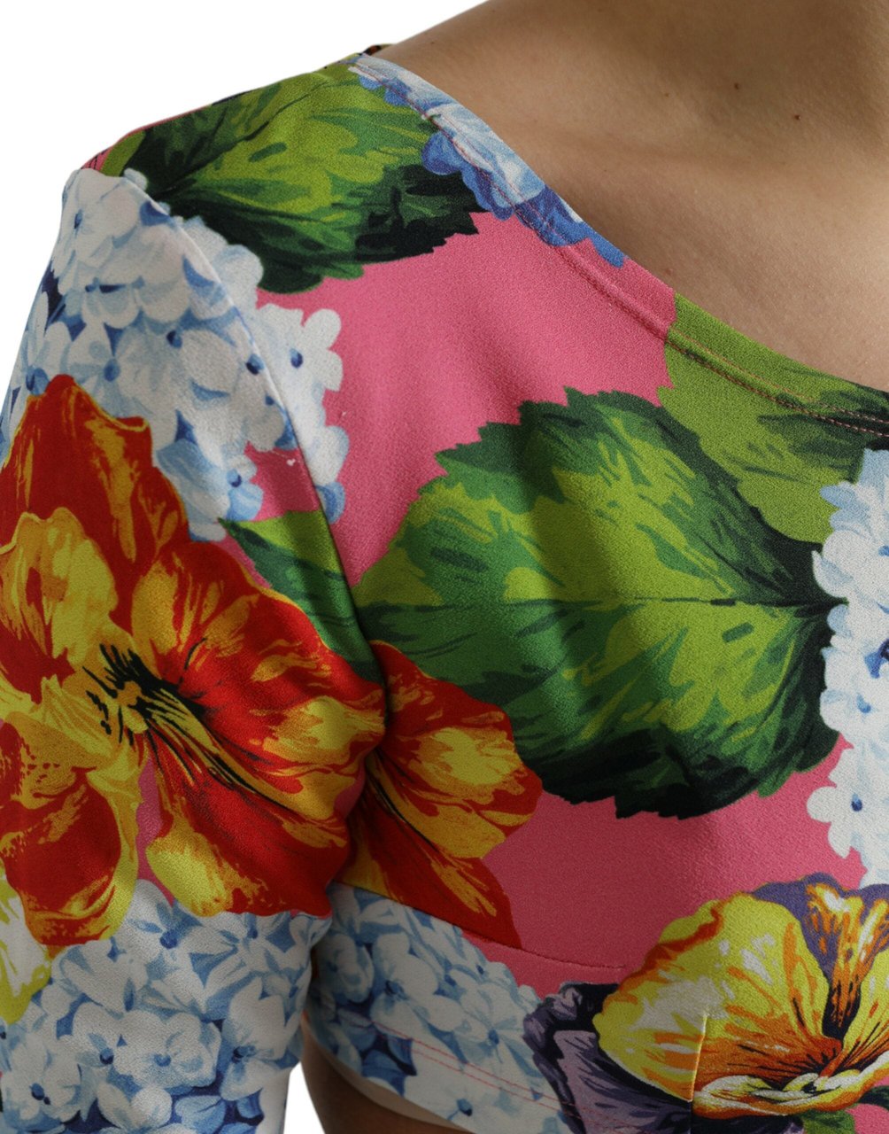 Dolce & Gabbana Multicolor Floral Long Sleeves Cropped Top Divers