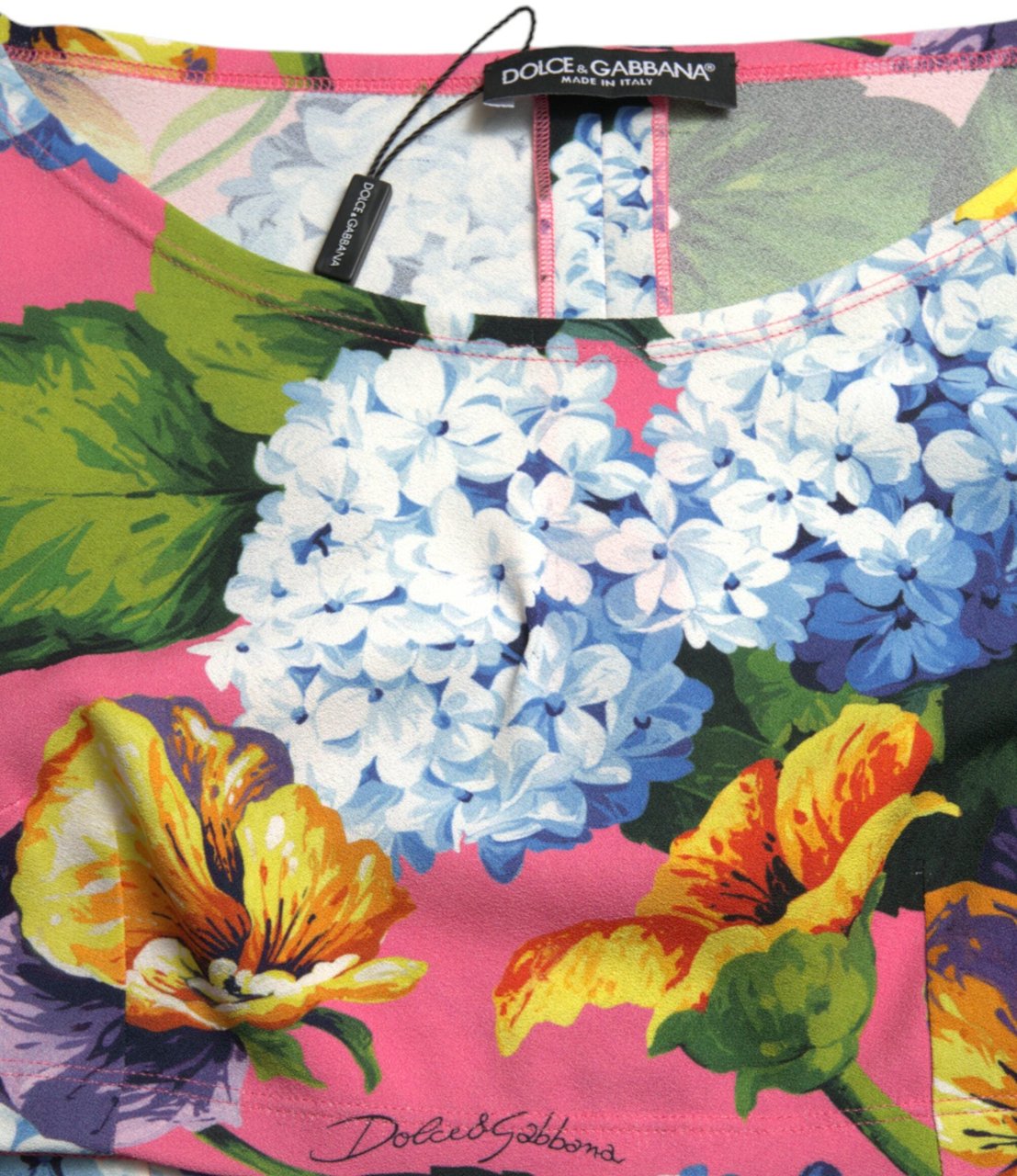 Dolce & Gabbana Multicolor Floral Long Sleeves Cropped Top Divers