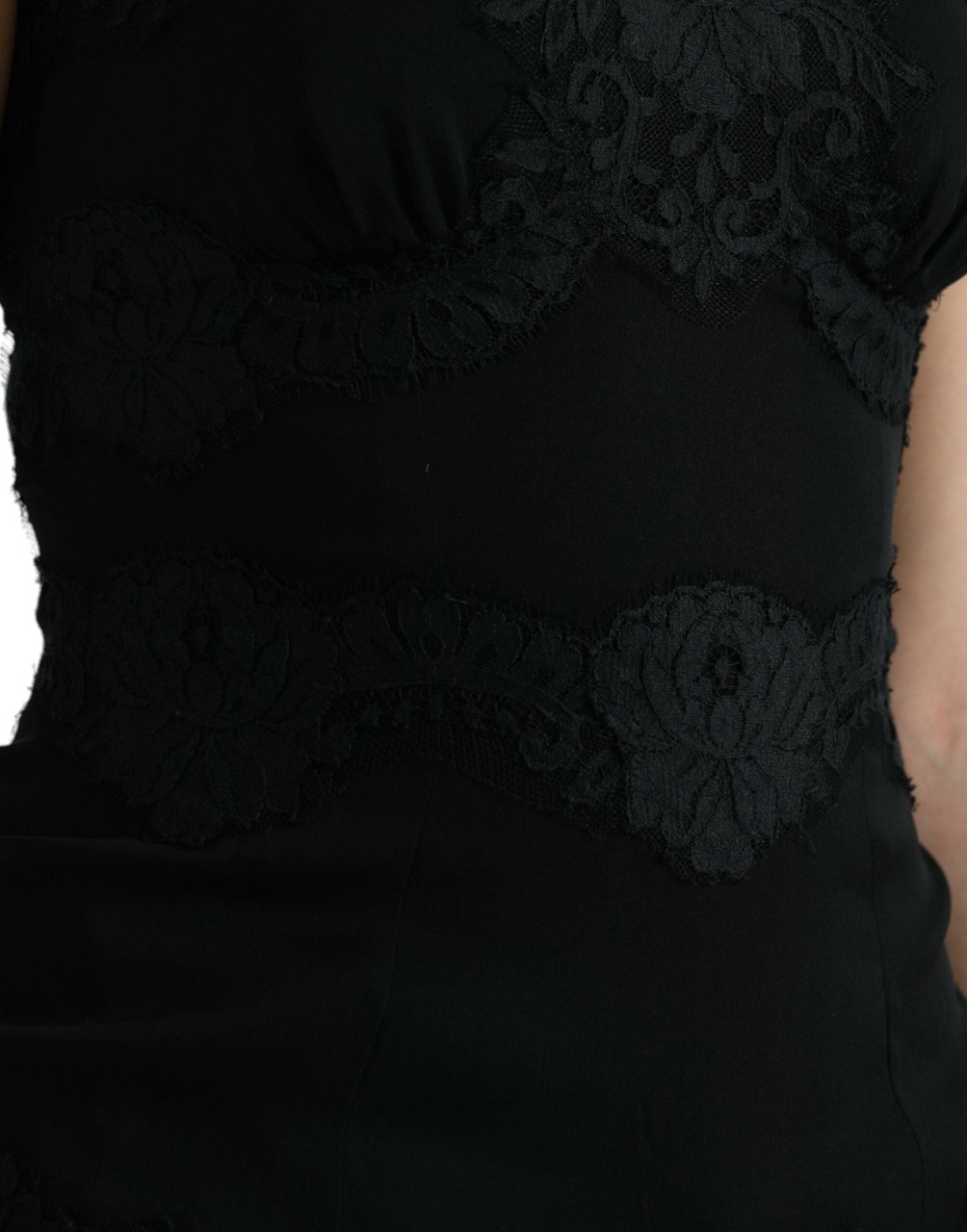 Dolce & Gabbana Black Silk Stretch Lace Sleeveless Tank Top Zwart