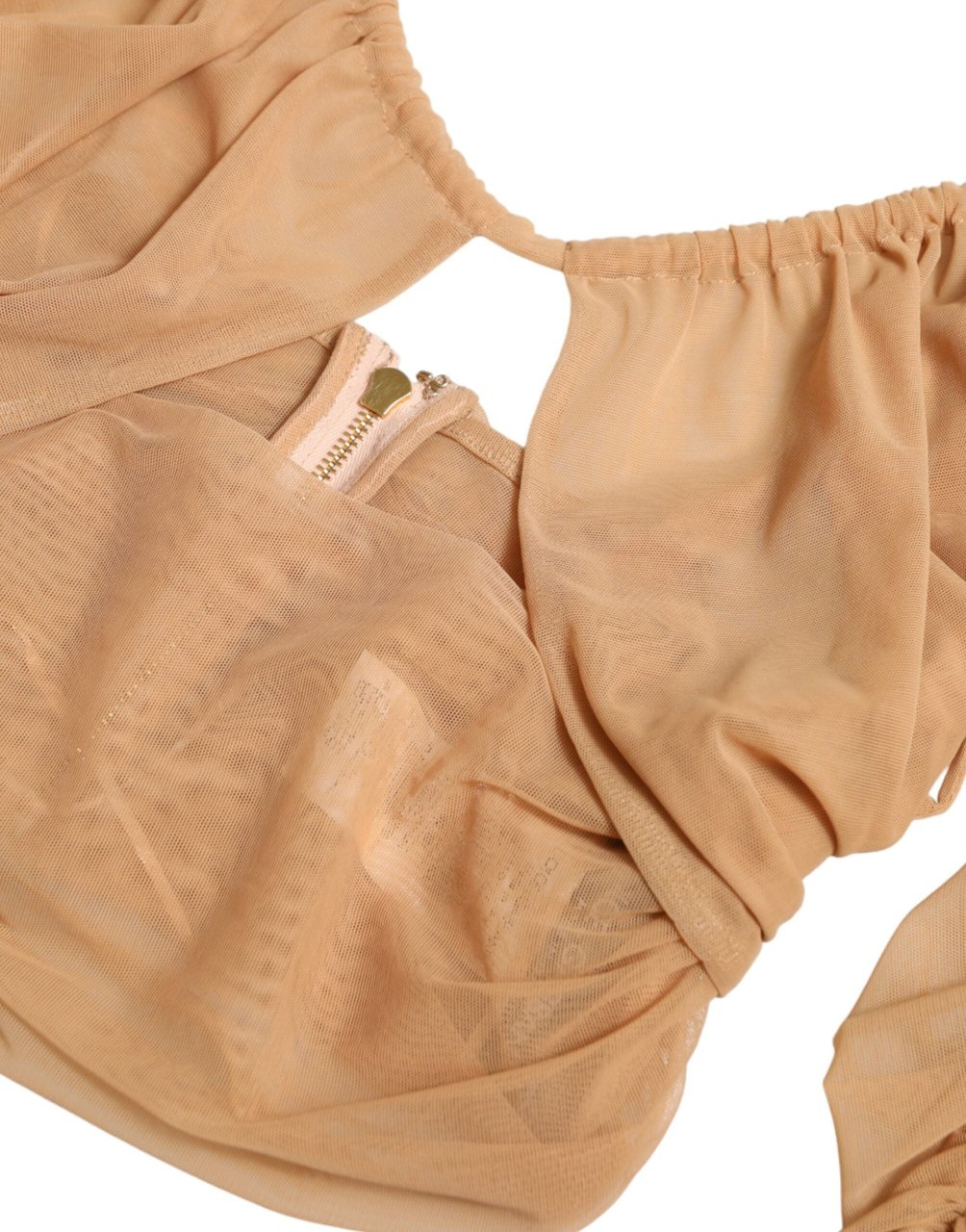 Dolce & Gabbana Brown Nylon Stretch Open Shoulder Cropped Top Bruin