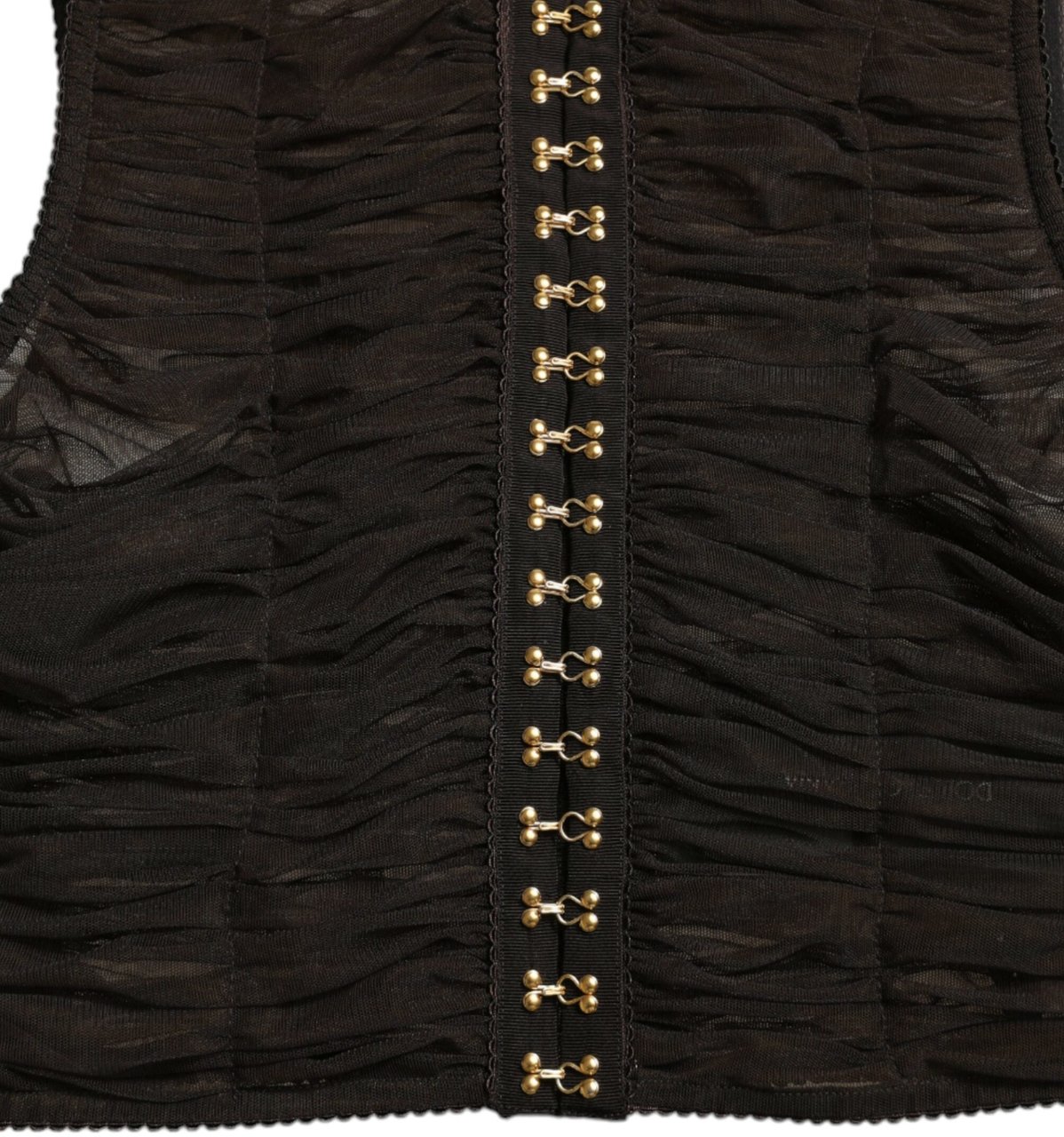 Dolce & Gabbana Brown Embellished Nylon Stretch Cropped Top Bruin