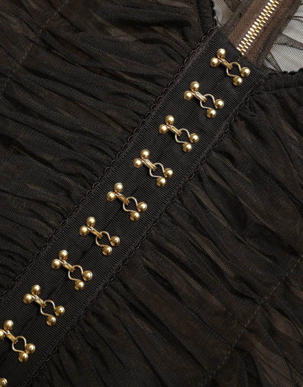Dolce & Gabbana Brown Embellished Nylon Stretch Cropped Top Bruin
