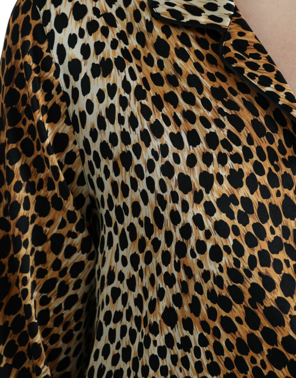 Dolce & Gabbana Brown Leopard Print Long Sleeves Blouse Top Bruin