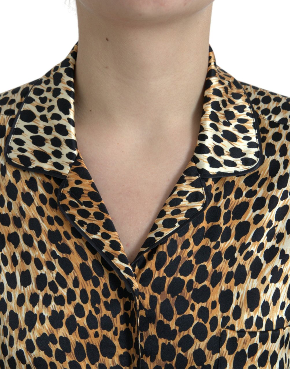 Dolce & Gabbana Brown Leopard Print Long Sleeves Blouse Top Bruin