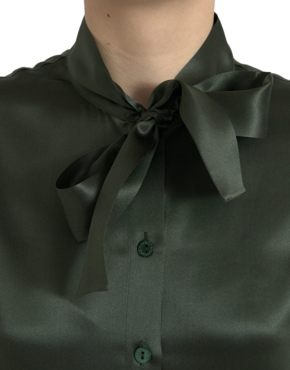 Dolce & Gabbana Gray Long Sleeves Ascot Collar Blouse Top Grijs
