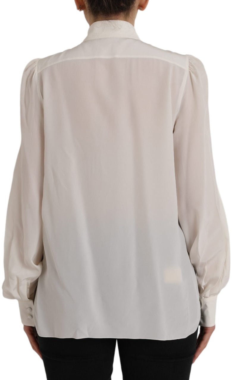 Dolce & Gabbana Off White Long Sleeve Button Down Blouse Top Wit