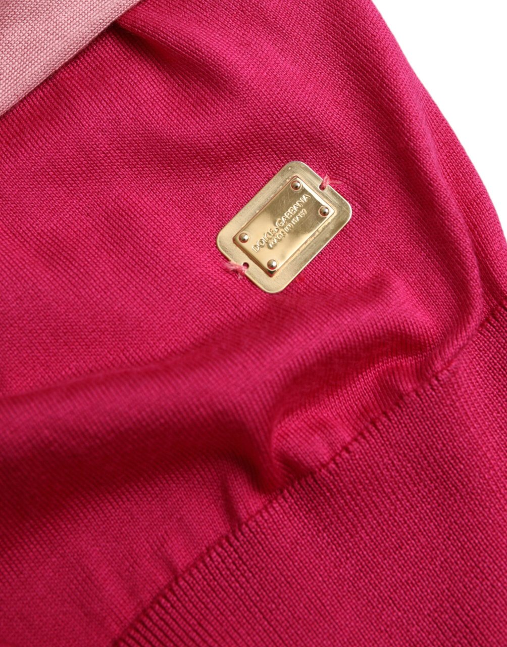 Dolce & Gabbana Pink Short Sleeves Pullover Ascot Collar Top Roze