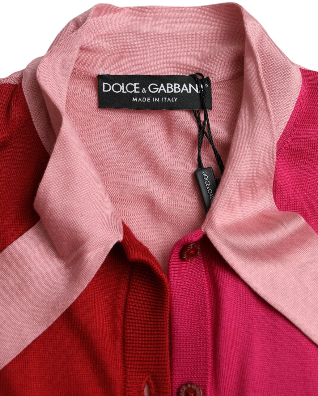 Dolce & Gabbana Pink Short Sleeves Pullover Ascot Collar Top Roze