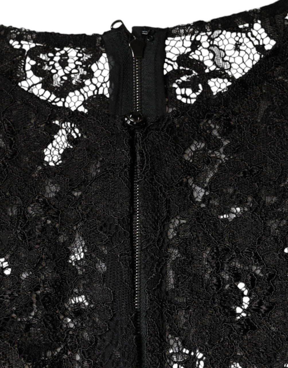 Dolce & Gabbana Black Floral Lace See Through Long Sleeve Top Zwart