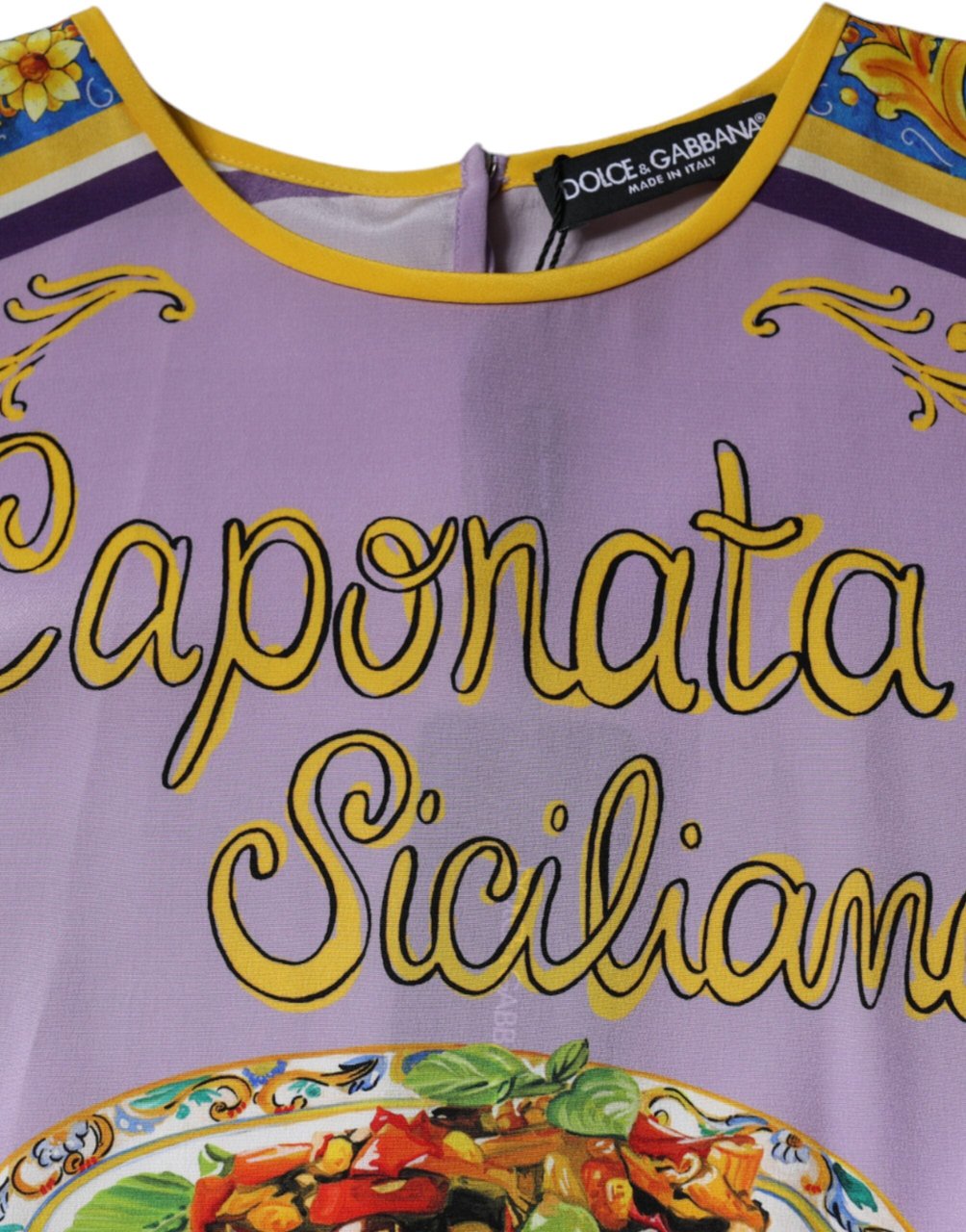Dolce & Gabbana Purple Silk Caponata Siciliana Print Tank Top Paars