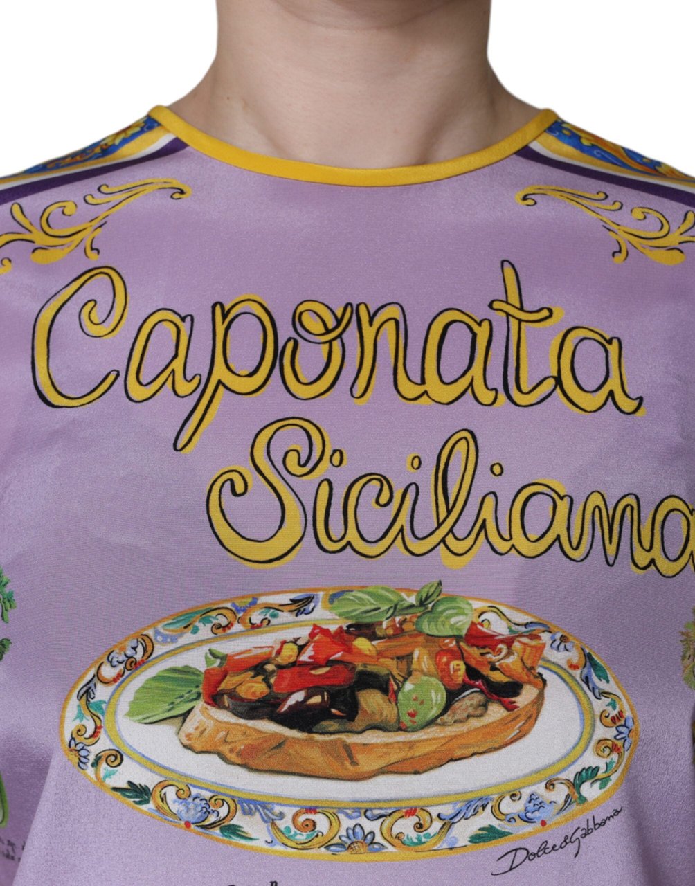 Dolce & Gabbana Purple Silk Caponata Siciliana Print Tank Top Paars