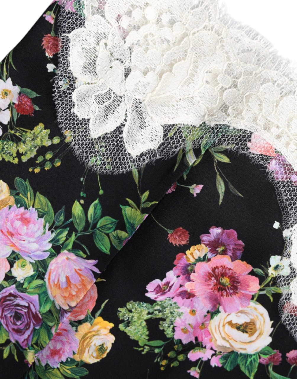 Dolce & Gabbana Black Floral Lace Short Sleeves Blouse Top Zwart