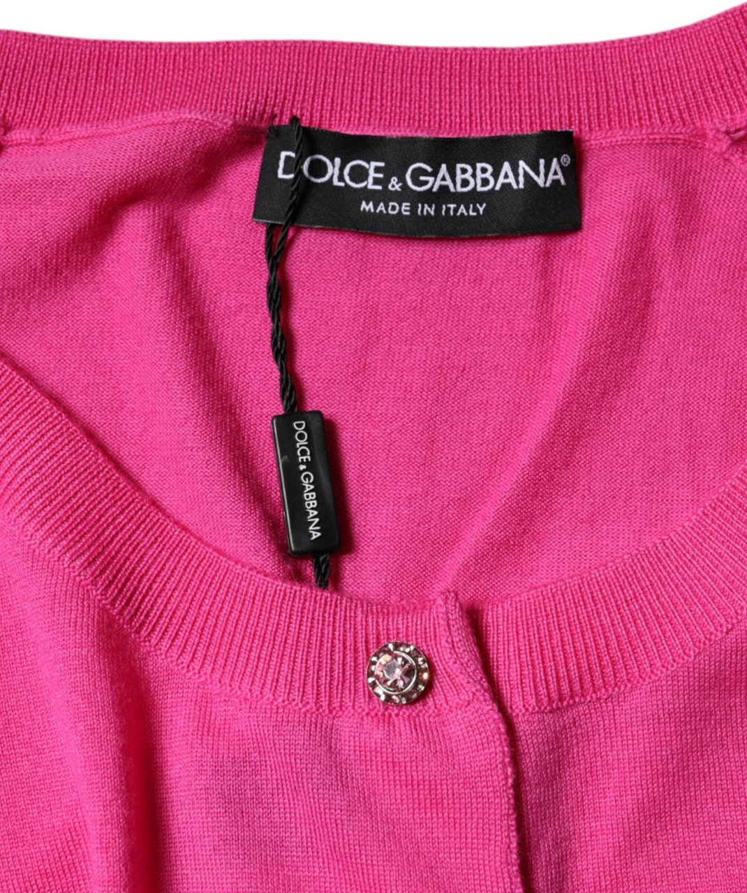 Dolce & Gabbana Pink Wool Button Down Short Sleeve Blouse Top Beige