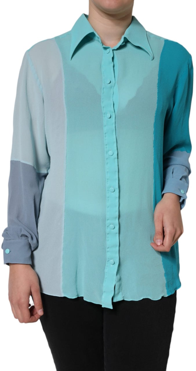 Dolce & Gabbana Multicolor Long Sleeve Button Blouse Top Divers