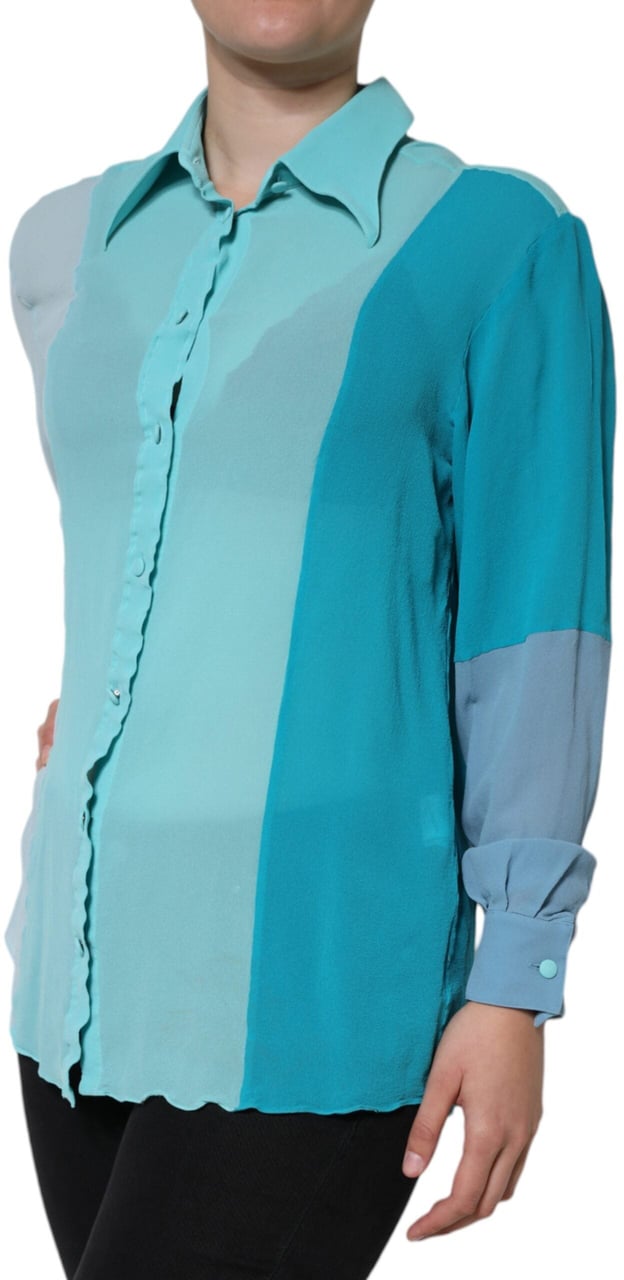 Dolce & Gabbana Multicolor Long Sleeve Button Blouse Top Divers