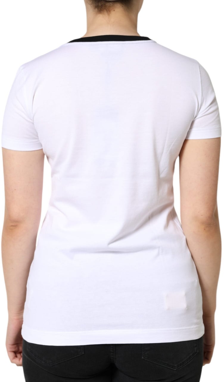 Dolce & Gabbana White Eleganza Print Cotton Short Sleeves T-shirt Bruin