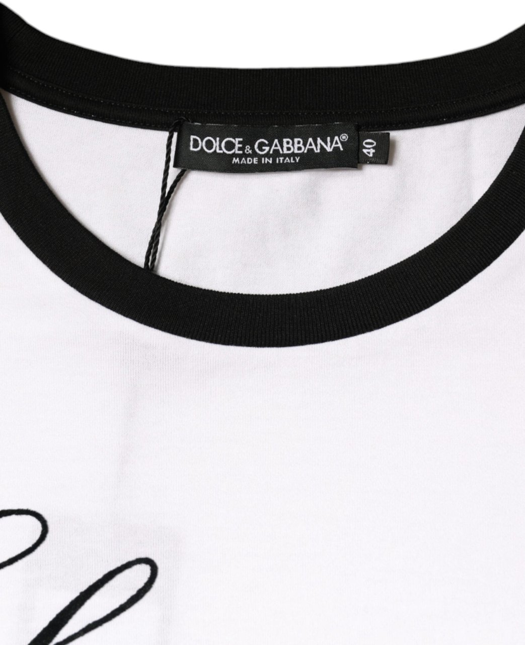 Dolce & Gabbana White Eleganza Print Cotton Short Sleeves T-shirt Bruin