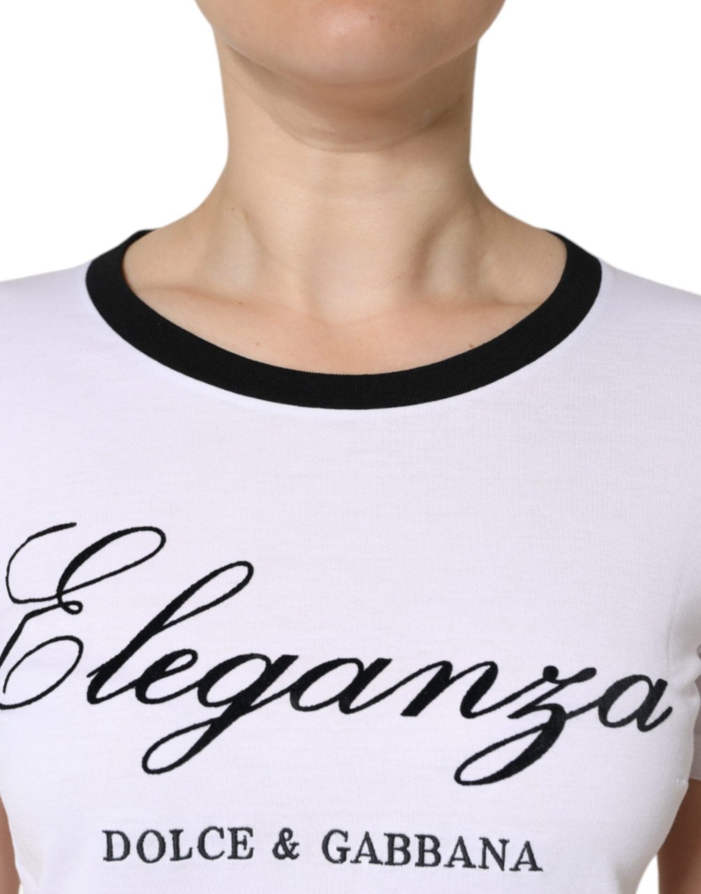 Dolce & Gabbana White Eleganza Print Cotton Short Sleeves T-shirt Bruin
