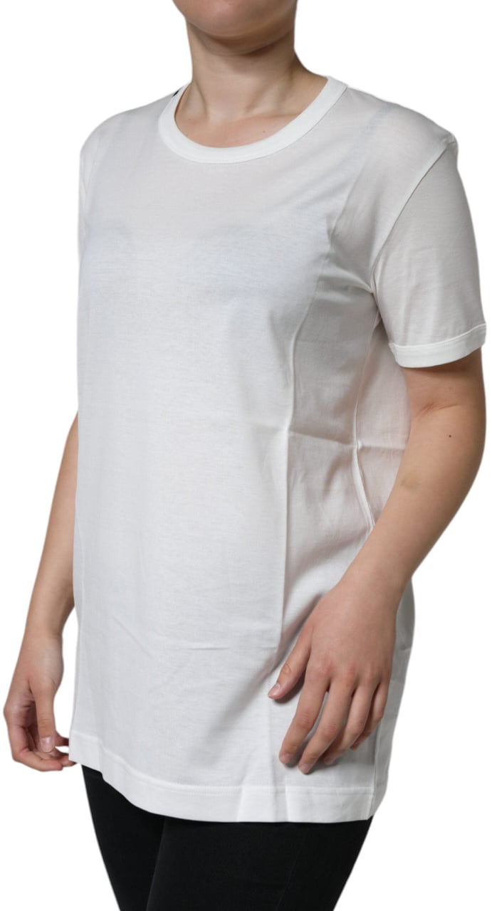 Dolce & Gabbana White Cotton Crew Neck Short Sleeve T-shirt Wit