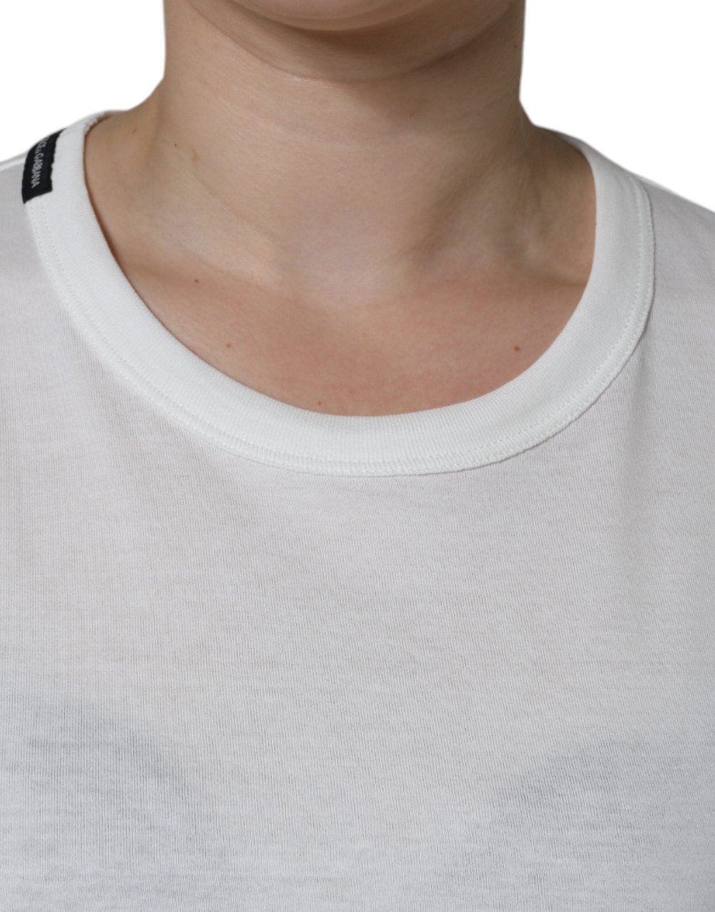 Dolce & Gabbana White Cotton Crew Neck Short Sleeve T-shirt Wit
