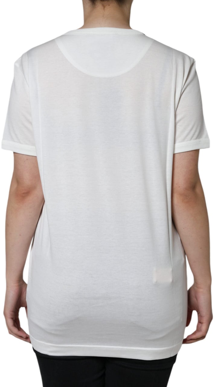 Dolce & Gabbana White Cotton Crew Neck Short Sleeve T-shirt Wit