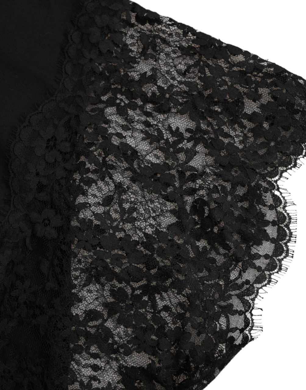 Dolce & Gabbana Black Sacred Heart Print Cotton Lace T-shirt Zwart