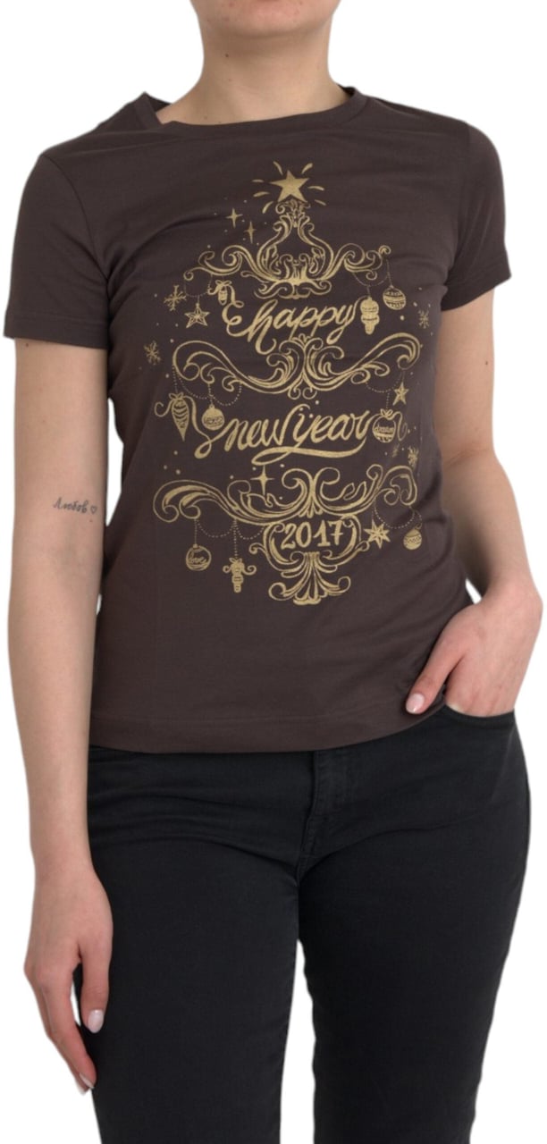 Dolce & Gabbana Brown Crewneck 2017 Motive Print T-shirt Divers