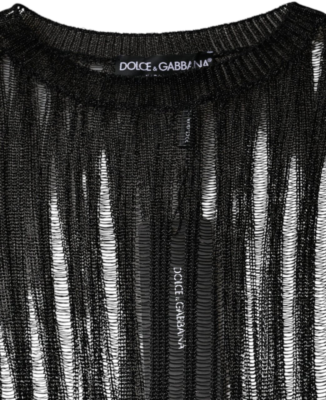 Dolce & Gabbana Black Stripe See Through Long Sleeves Top Zwart