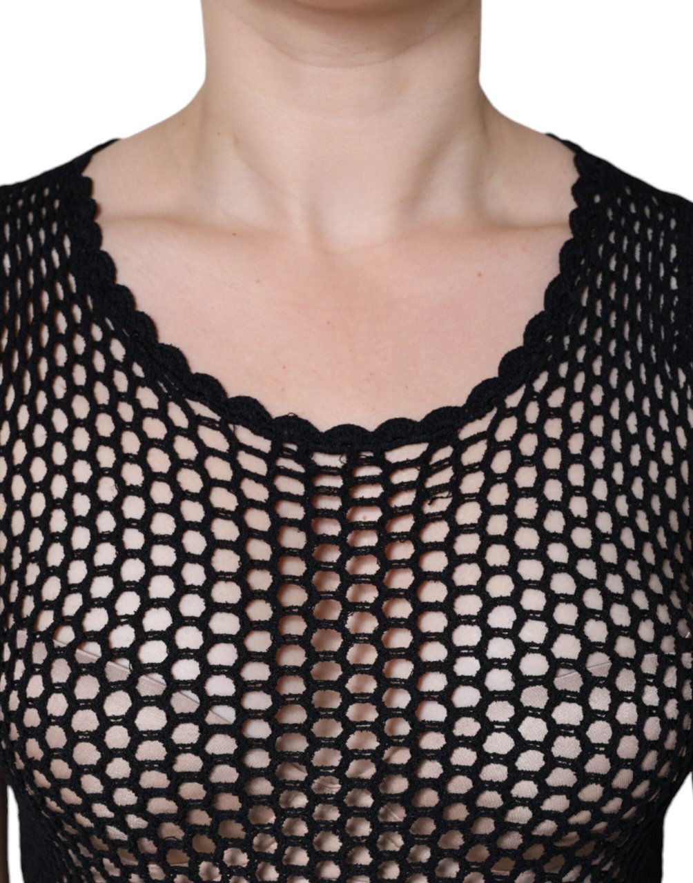 Dolce & Gabbana Black Mesh See Through Sleeveless Tank Top Zwart