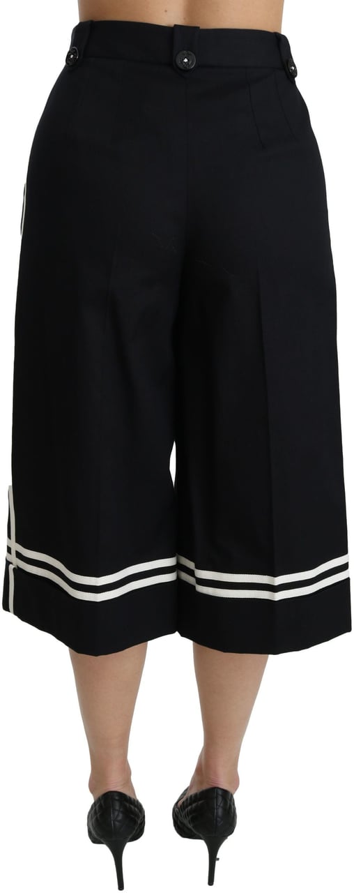 Dolce & Gabbana Black Lemon Embellished Palazzo Cropped Pants Zwart