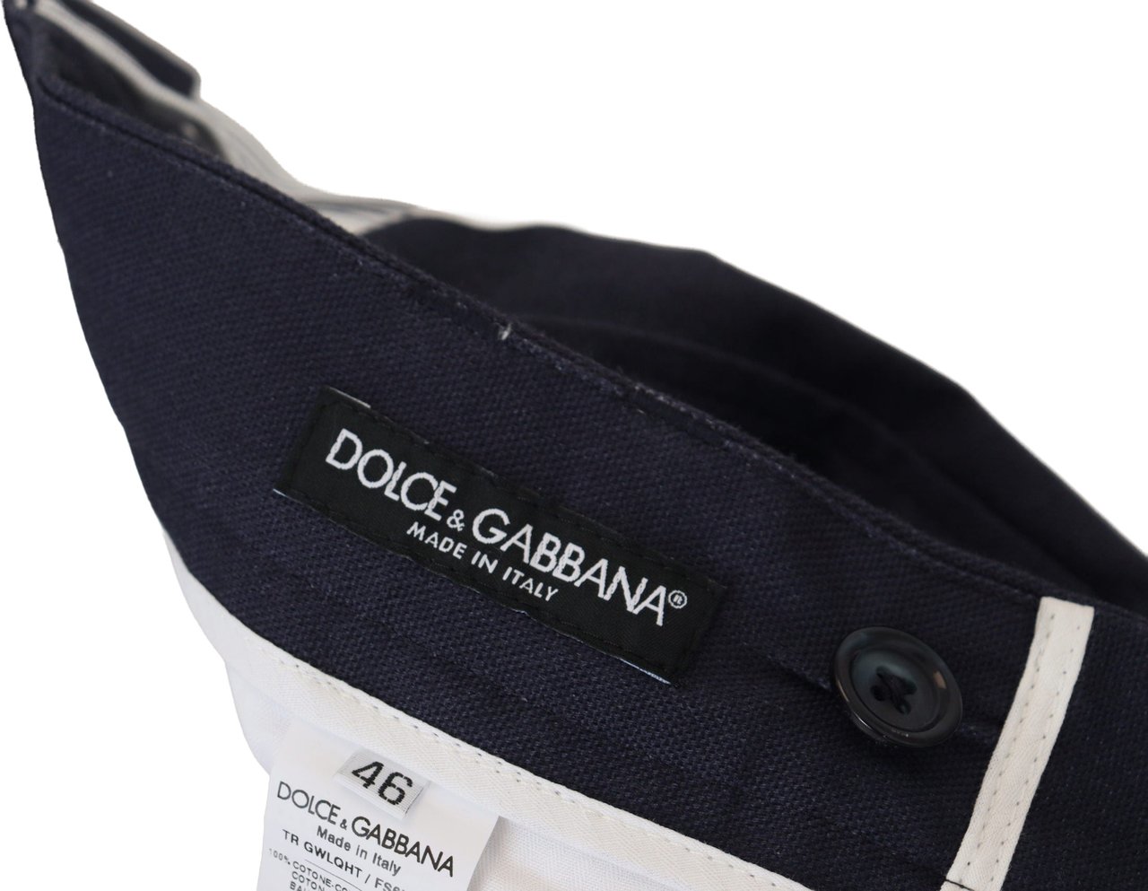 Dolce & Gabbana White Cotton Striped Cropped Pants Wit