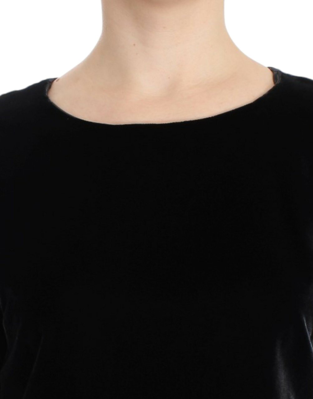 Dolce & Gabbana Black velvet shortsleeved blouse Zwart