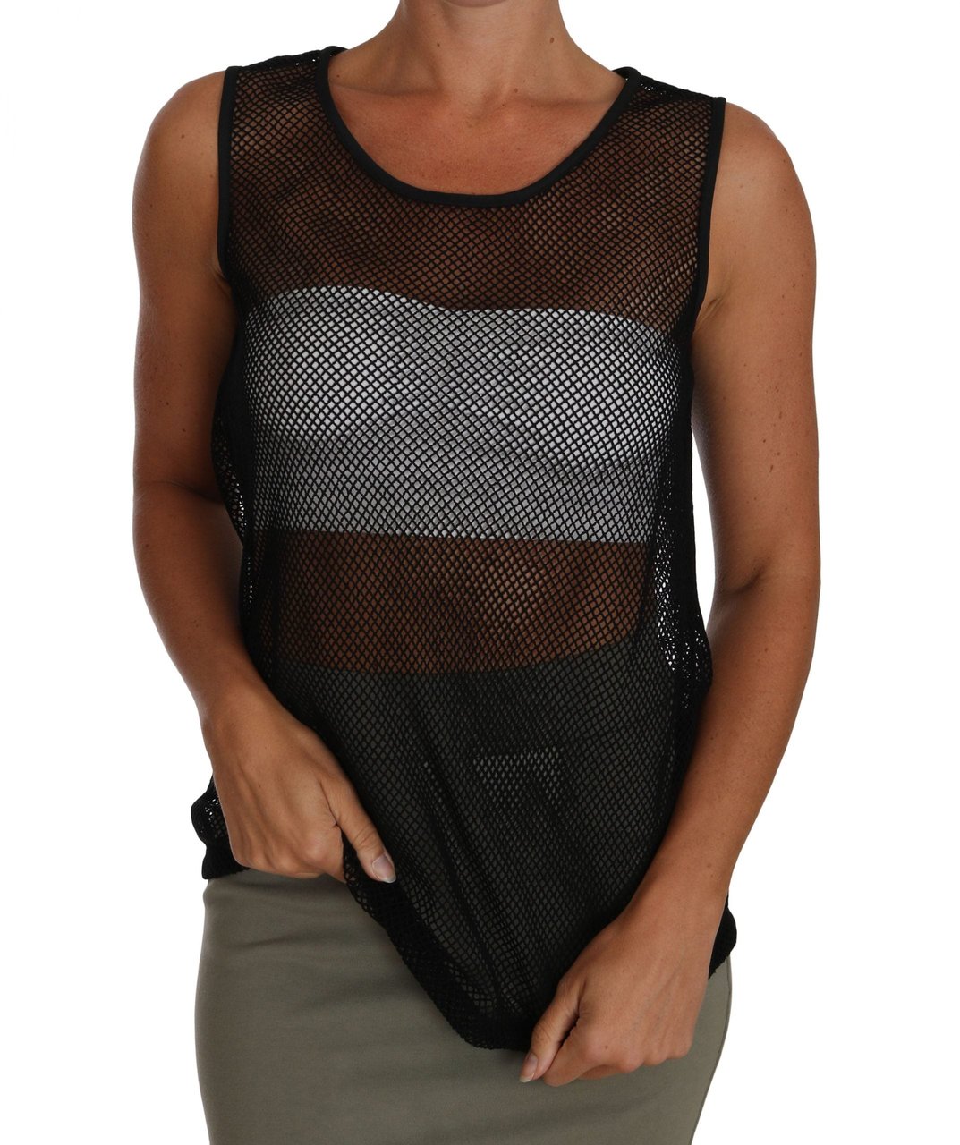 Dolce & Gabbana Black Mesh Transparent Blouse T-shirt Zwart