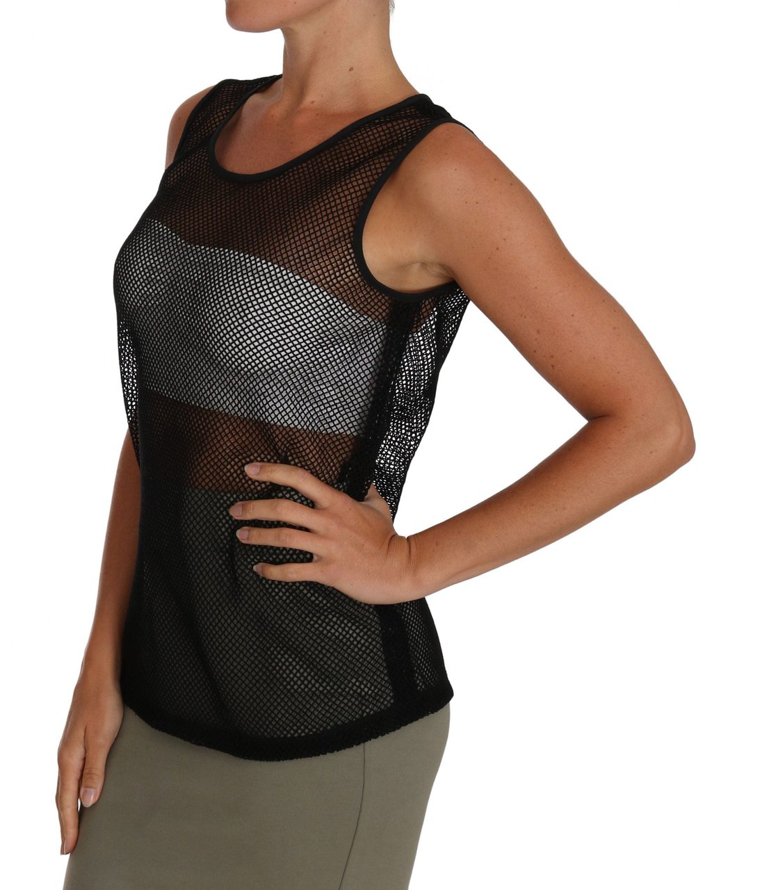 Dolce & Gabbana Black Mesh Transparent Blouse T-shirt Zwart