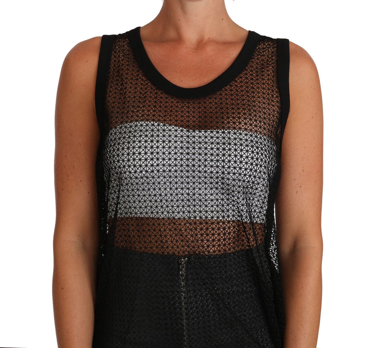 Dolce & Gabbana Black Mesh Transparent Blouse T-shirt Zwart