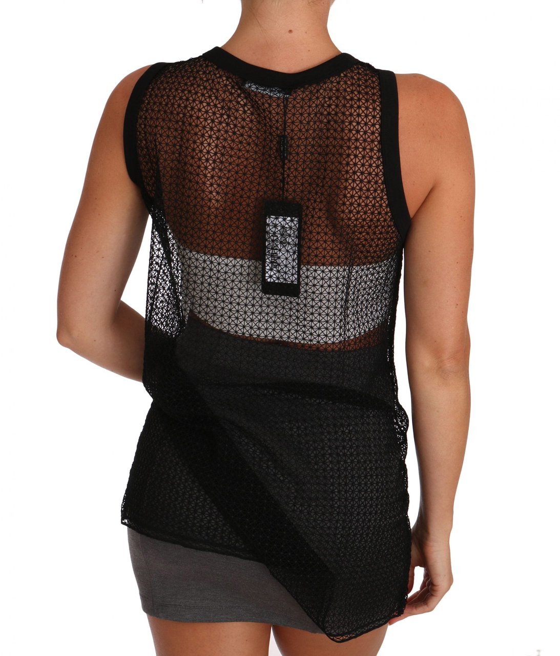 Dolce & Gabbana Black Mesh Transparent Blouse T-shirt Zwart