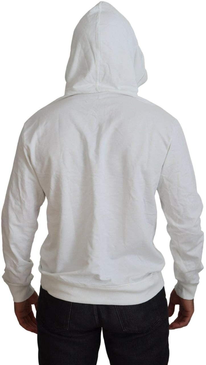 Dolce & Gabbana White Cotton Hooded Sweatshirt Logo Sweater Wit