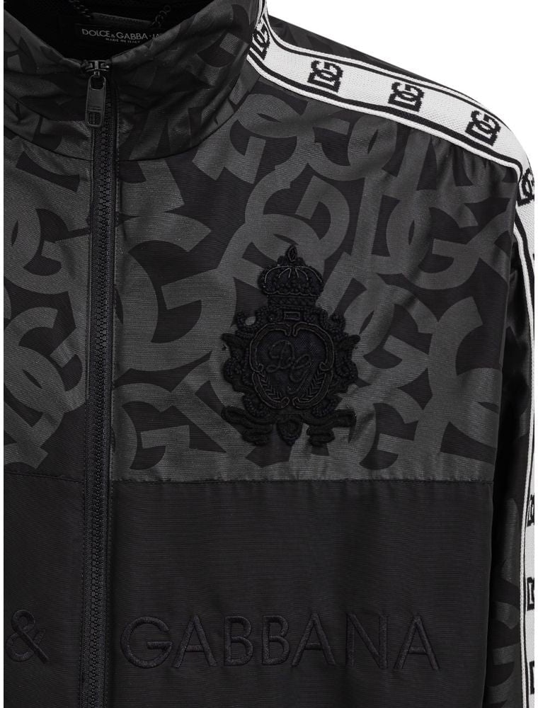 Dolce & Gabbana Black Polyester Shell Jacket Zwart
