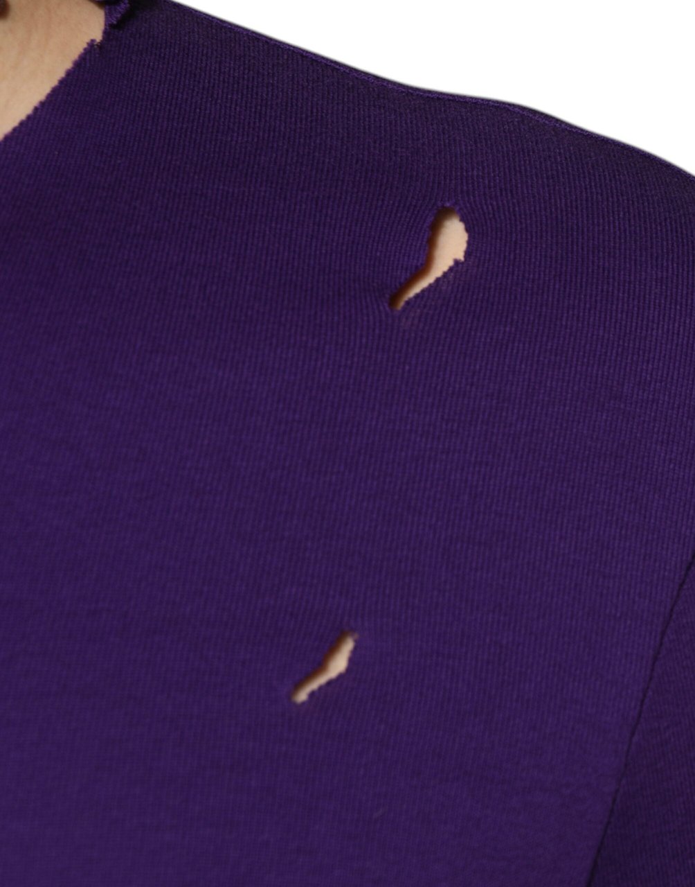 Dolce & Gabbana Purple Cotton Round Neck Pullover Men Sweater Paars