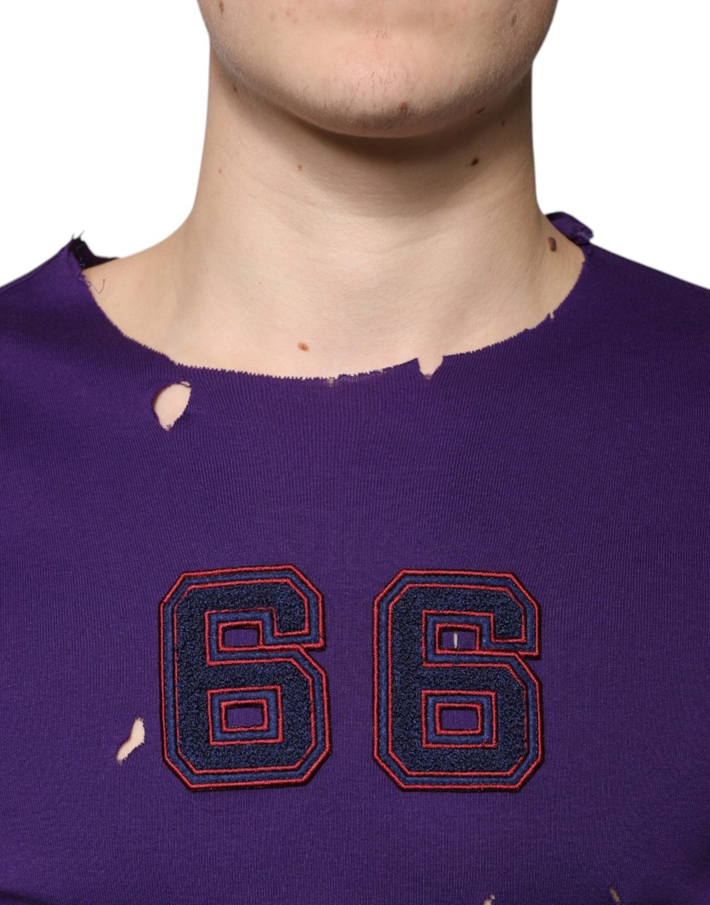 Dolce & Gabbana Purple Cotton Round Neck Pullover Men Sweater Paars