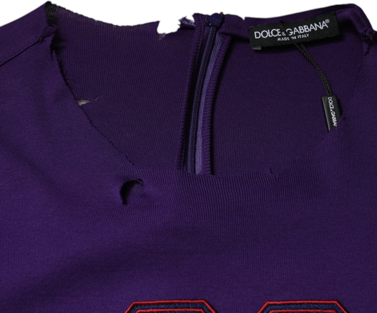 Dolce & Gabbana Purple Cotton Round Neck Pullover Men Sweater Paars