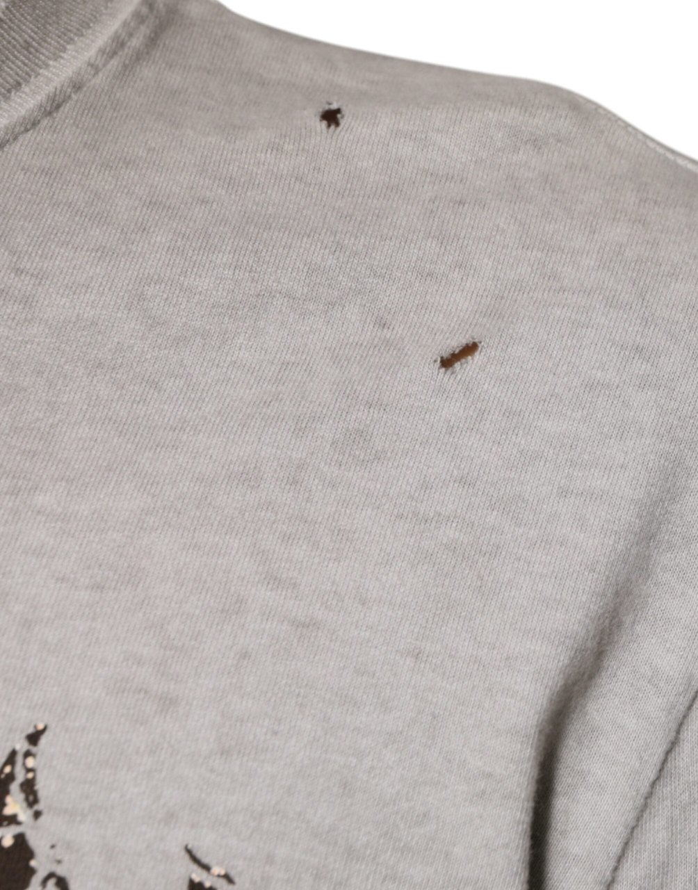 Dolce & Gabbana Gray Printed Cotton Crewneck Pullover Sweater Grijs