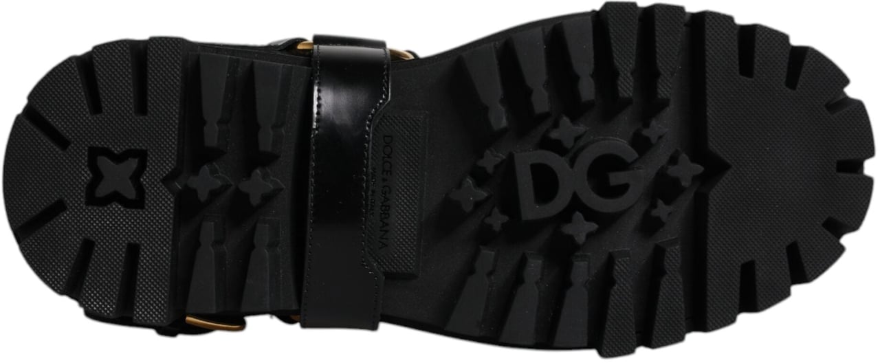 Dolce & Gabbana Black Leather Slip On Stretch Trekking Boots Shoes Zwart