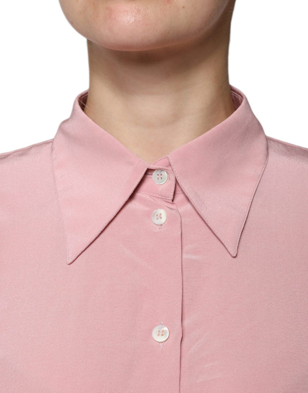 Dolce & Gabbana Pink Cotton Long Sleeves Collared Blouse Top Roze