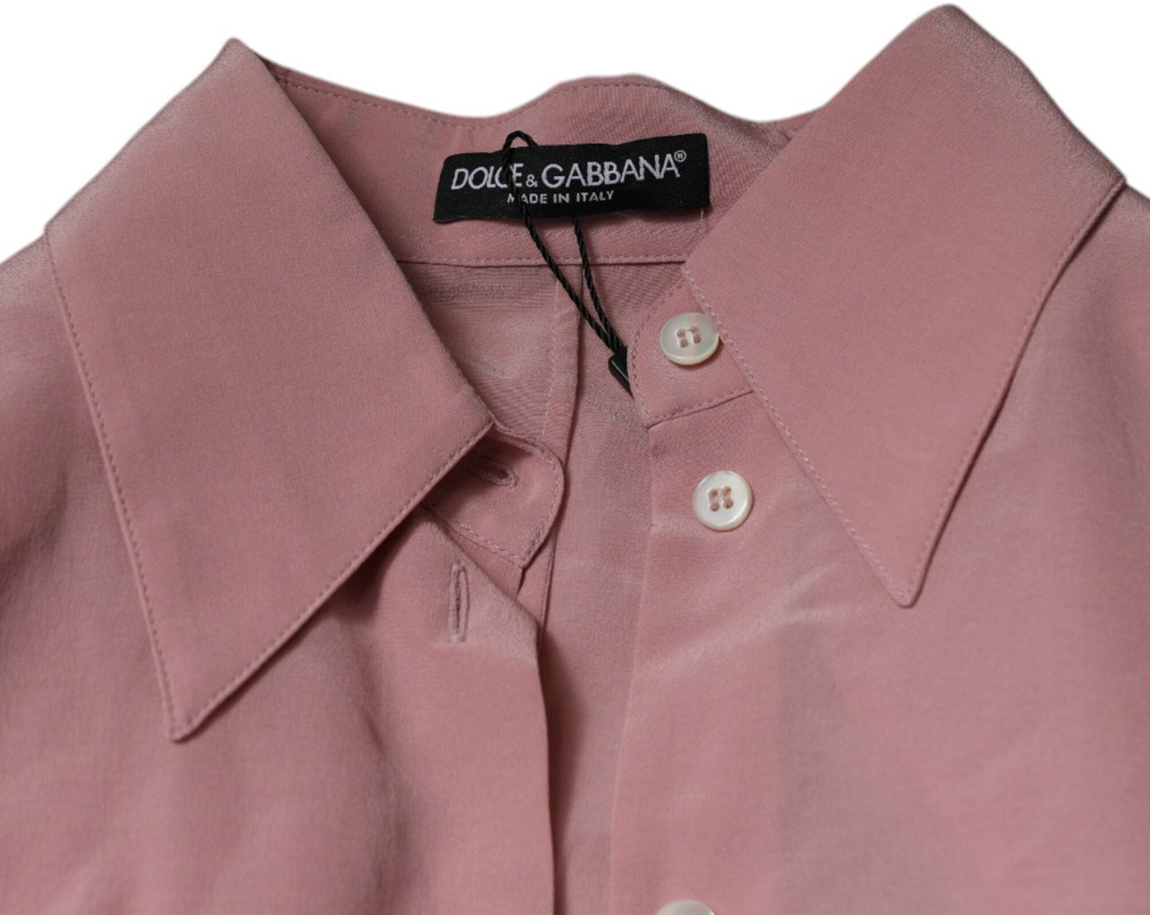 Dolce & Gabbana Pink Cotton Long Sleeves Collared Blouse Top Roze
