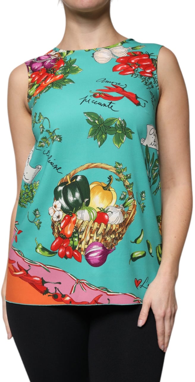 Dolce & Gabbana Multicolor Vegetables Sleeveless Tank Top Divers