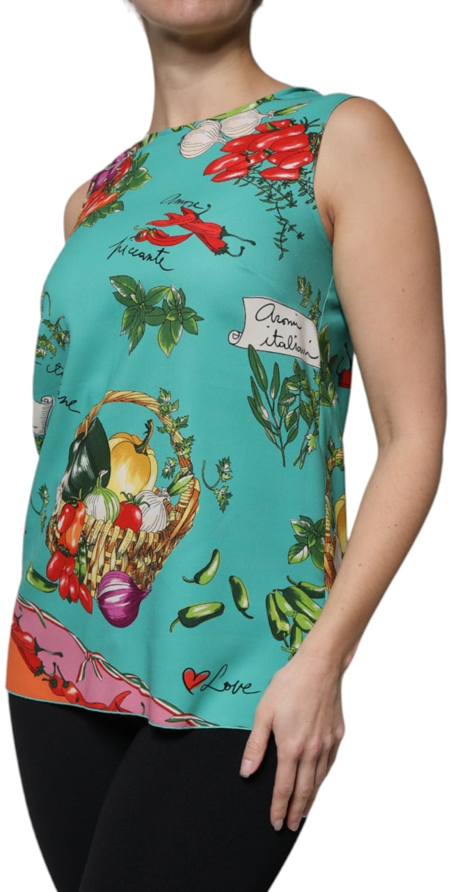 Dolce & Gabbana Multicolor Vegetables Sleeveless Tank Top Divers
