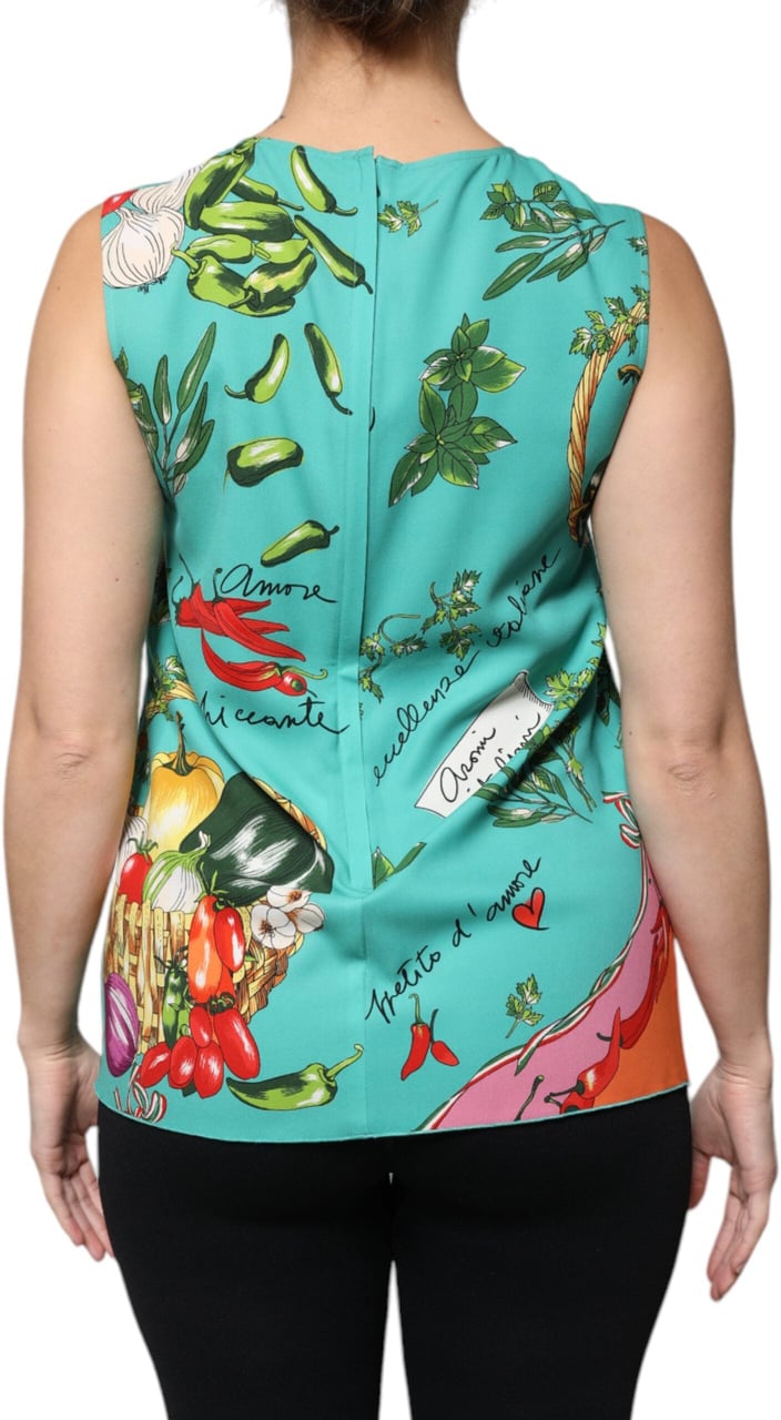Dolce & Gabbana Multicolor Vegetables Sleeveless Tank Top Divers